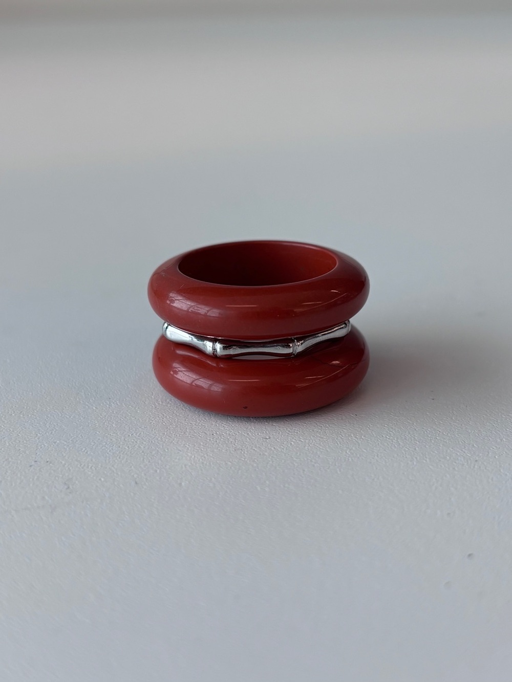 Stone Trilogy Stack Red Jasper Ring Set Of 3 Bands, Size 8